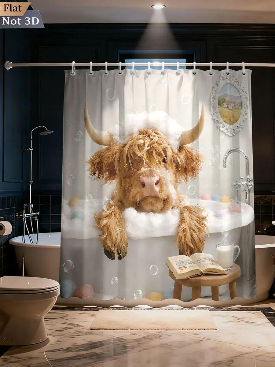 1Pc Shower Rabbit Highland Cow Printed Waterproof Shower Curtain Partition Privacy Hanging Curtain 12 Hooks Various Sizes W60H190(CM)-1 Pcs
1Pc Shower Rabbit Highland Cow Printed Waterproof Shower Curtain Partition Privacy Hanging Curtain 12 Hooks Various Sizes W60H190(CM)-1 Pcs