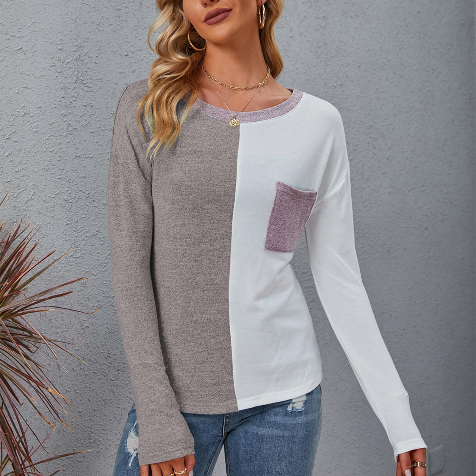 Женская повседневная футболка с длинным рукавом и круглым вырезом в стиле пэчворк, свободный женский топ L кофейный
Женская повседневная футболка с длинным рукавом и круглым вырезом в стиле пэчворк, свободный женский топ L кофейный