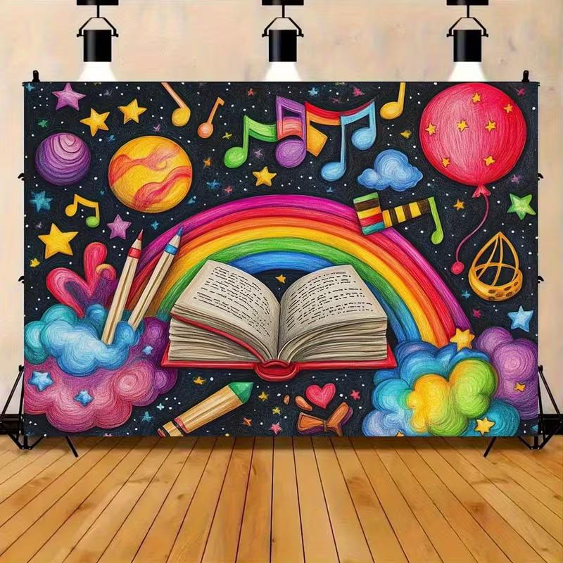 2D Whimsical Art Banner Rainbow Book Music Notes Classroom Party Photo Booth 47.2x31.5inch/120*80cm
2D Whimsical Art Banner Rainbow Book Music Notes Classroom Party Photo Booth 47.2x31.5inch/120*80cm