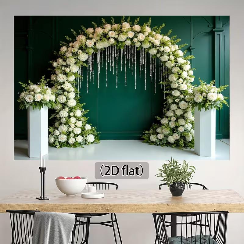 2D White Rose Floral Arch Backdrop Dark Green Wall Wedding Ceremony Photo Background 47.2x31.5inch/120*80cm
2D White Rose Floral Arch Backdrop Dark Green Wall Wedding Ceremony Photo Background 47.2x31.5inch/120*80cm