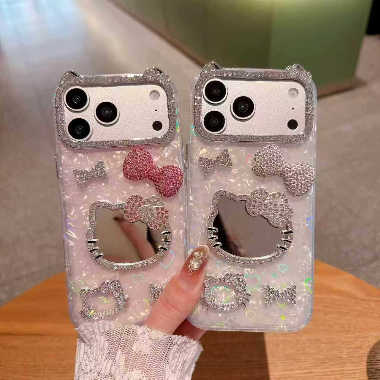 Glitter KT Cat Mirror iPhone Case with 3D Bow & Rhinestones - Fits iPhone 17 & 16 - Protective Cover iPhone 16 PRO
Glitter KT Cat Mirror iPhone Case with 3D Bow & Rhinestones - Fits iPhone 17 & 16 - Protective Cover iPhone 16 PRO