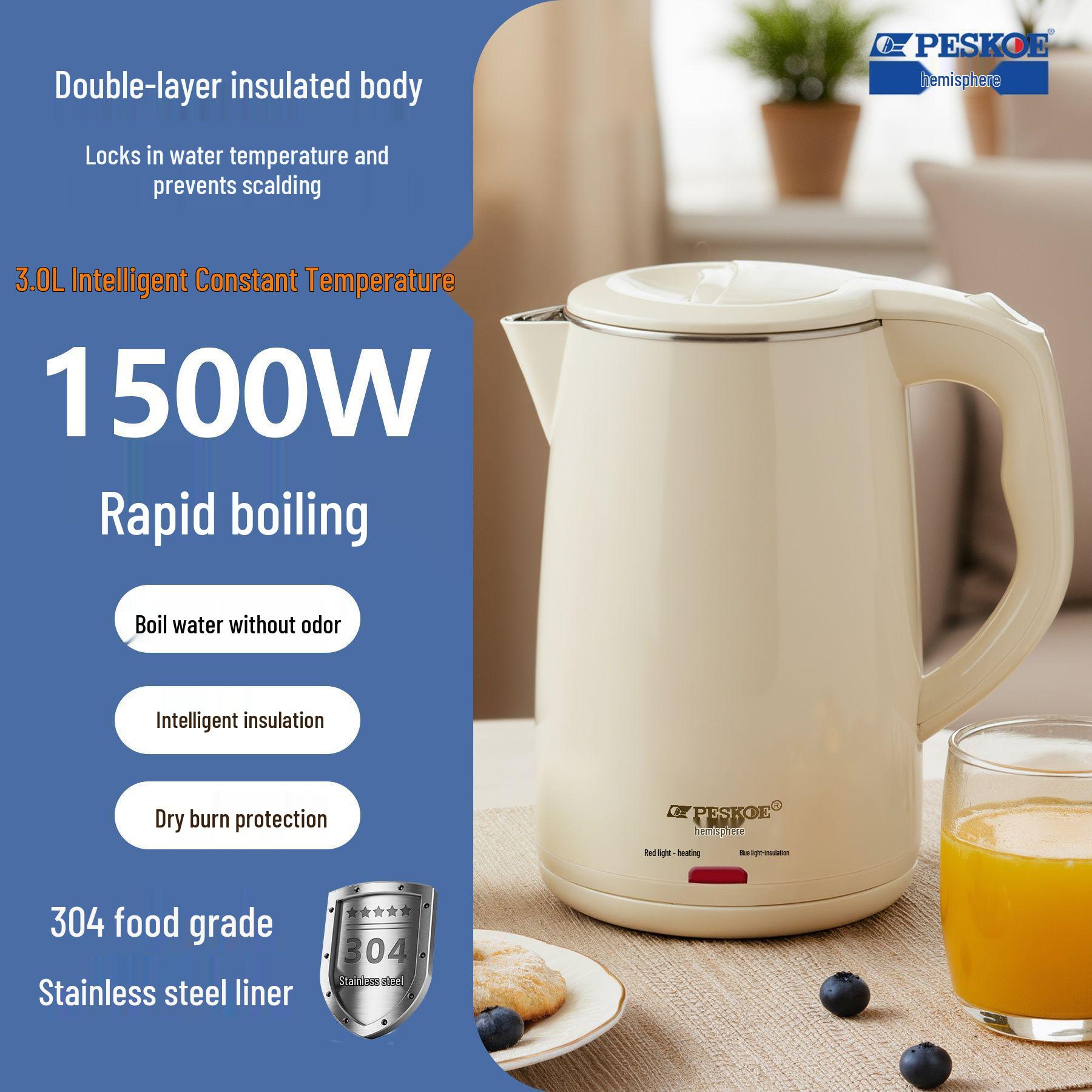 Home Electric Kettle - Fast Boil, Auto Power-Off, Insulated Water Boiler
Home Electric Kettle - Fast Boil, Auto Power-Off, Insulated Water Boiler