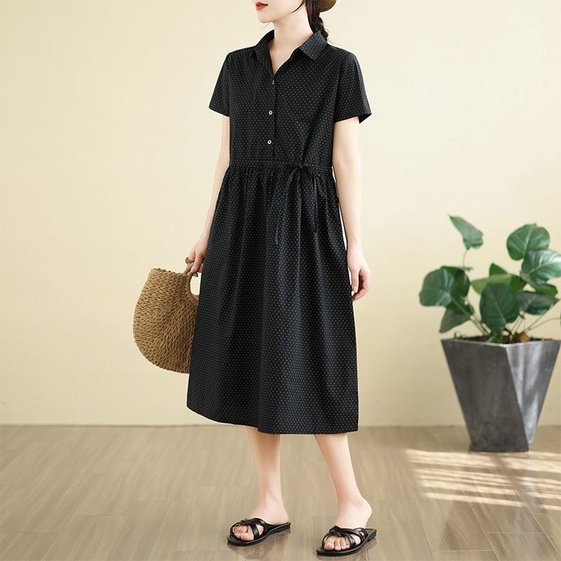 Короткий рукав Плюс размер Хлопок винтажный горошек новые платья для женщин повседневное свободное длинное летнее платье XXL чёрный
Короткий рукав Плюс размер Хлопок винтажный горошек новые платья для женщин повседневное свободное длинное летнее платье XXL чёрный