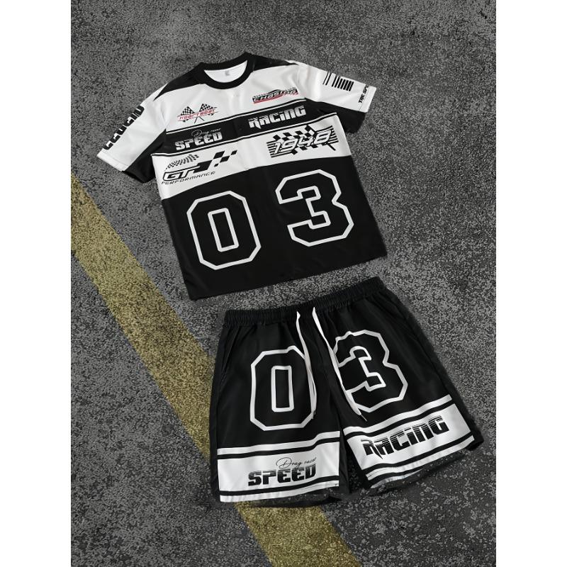 New summer racing style digital printed short-sleeved T-shirt + sweatpants XL
New summer racing style digital printed short-sleeved T-shirt + sweatpants XL
