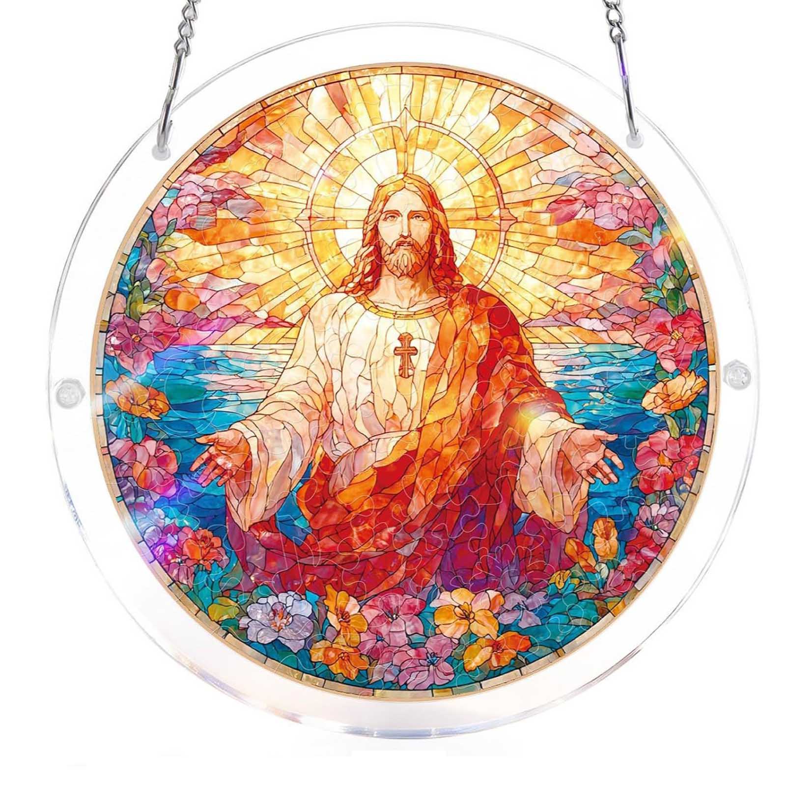 Stained Glass Acrylic Puzzle Suncatcher, DIY Hanging Ornament With Chain, Window Decor For Home & Garden One Size
Stained Glass Acrylic Puzzle Suncatcher, DIY Hanging Ornament With Chain, Window Decor For Home & Garden One Size