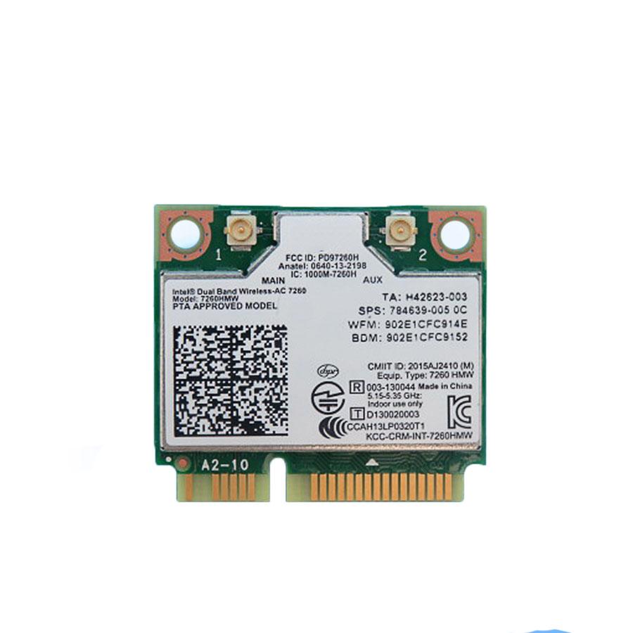 Mini PCI-e wireless Network Card Wi-Fi dual band 7260hmw 7260ac, Bluetooth 4.0, up to 867 Mbps (5 GHz) + 300 Mbps (2.4 GHz)
Mini PCI-e wireless Network Card Wi-Fi dual band 7260hmw 7260ac, Bluetooth 4.0, up to 867 Mbps (5 GHz) + 300 Mbps (2.4 GHz)