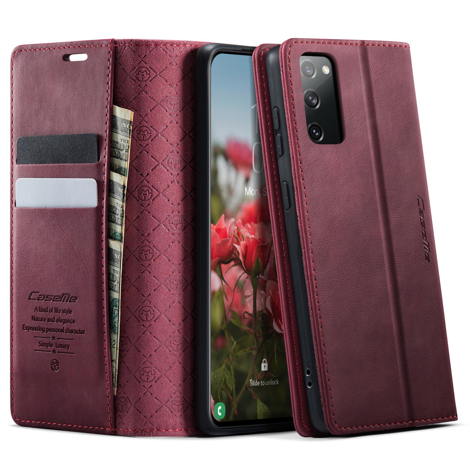 For Samsung Galaxy S20 FE Case CASEME 033 Series RFID Blocking Wallet Stand Calf Texture Leather Phone Cover Red
For Samsung Galaxy S20 FE Case CASEME 033 Series RFID Blocking Wallet Stand Calf Texture Leather Phone Cover Red