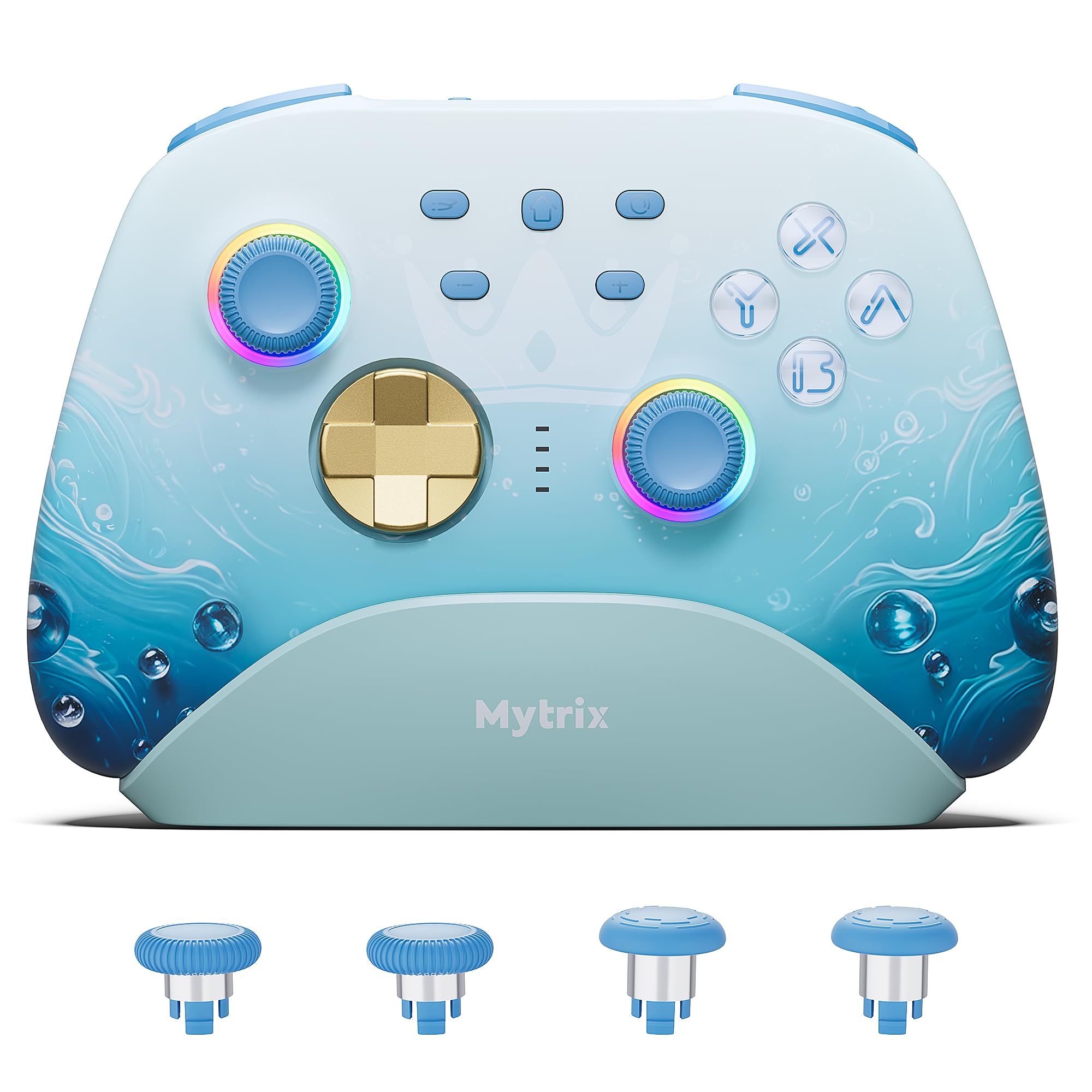 Mytrix Switch Hall Controller with Charging Dock Wireless Controller Hall Effect Trigger Switch Pro Controller with Back Button RGB Light PC Gamepad світло-синій колір
Mytrix Switch Hall Controller with Charging Dock Wireless Controller Hall Effect Trigger Switch Pro Controller with Back Button RGB Light PC Gamepad світло-синій колір