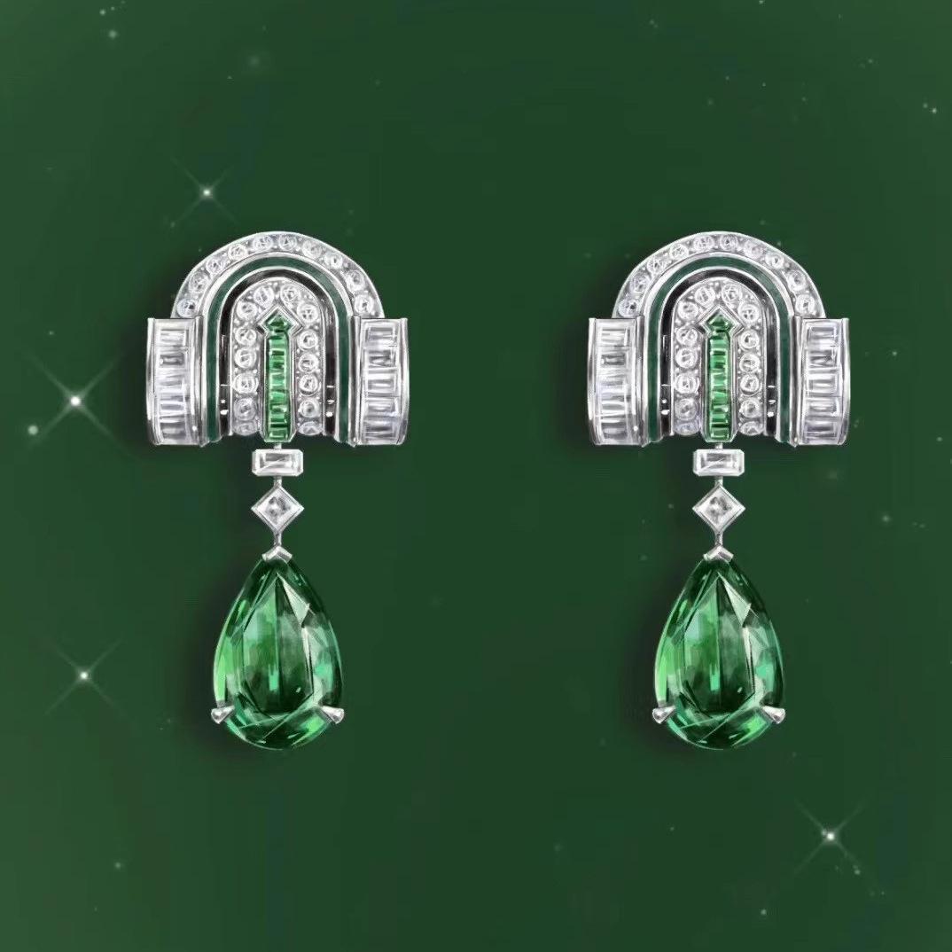 Muzo Green Teardrop Art Deco Earrings: High-Carbon Diamond-Inlaid, Pear-Shaped Simulated Emerald for Women
Muzo Green Teardrop Art Deco Earrings: High-Carbon Diamond-Inlaid, Pear-Shaped Simulated Emerald for Women