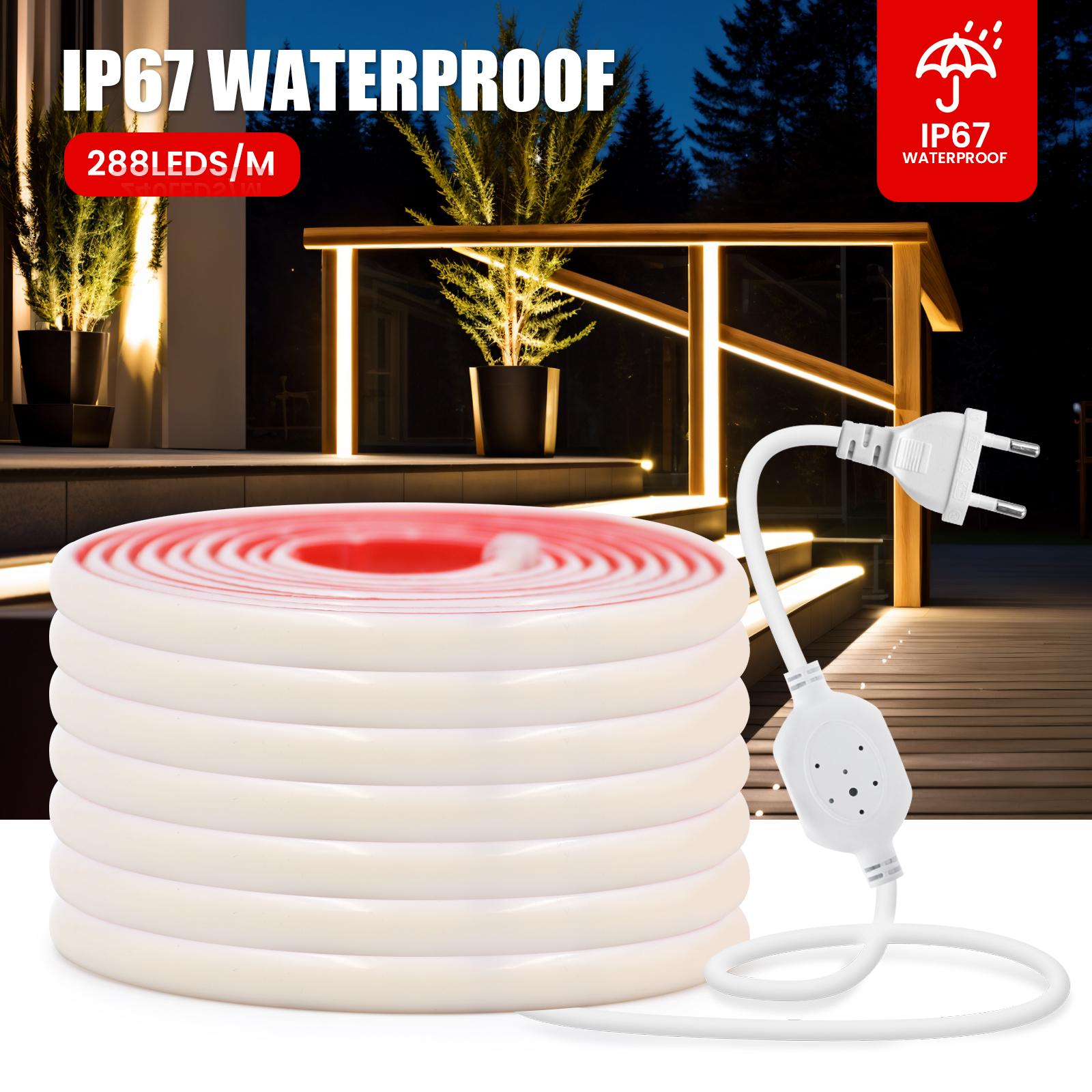 COB LED Strip 220V 288LEDs/m Adhesive Tape with EU UK Plug IP67 Waterproof Flexible Ribbon for Room Outdoor Garden Lighting 0.5m
COB LED Strip 220V 288LEDs/m Adhesive Tape with EU UK Plug IP67 Waterproof Flexible Ribbon for Room Outdoor Garden Lighting 0.5m