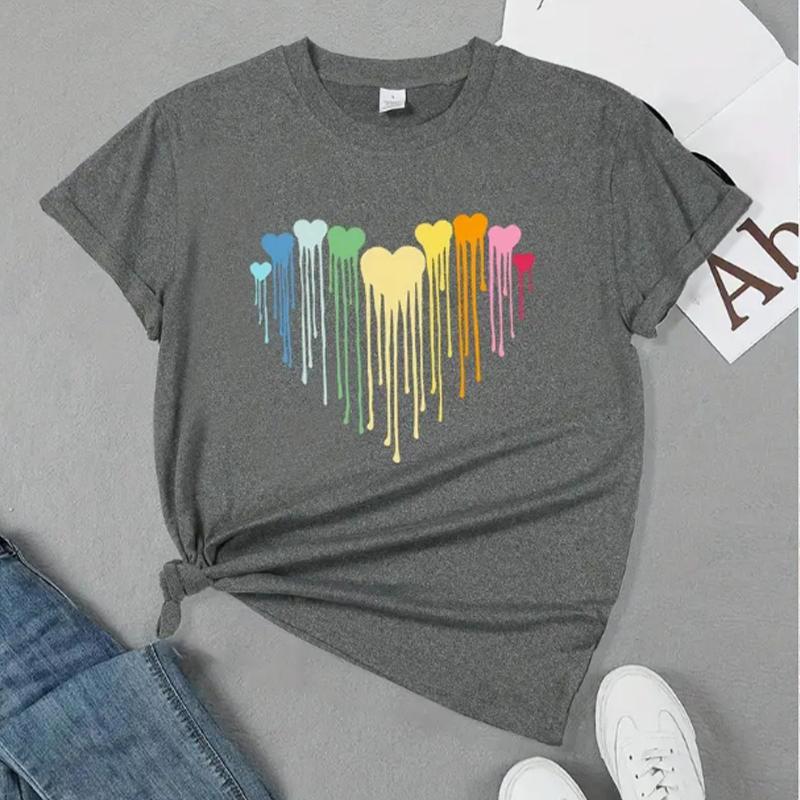 Модная женская футболка с цветным принтом в виде сердца, забавная повседневная футболка с круглым вырезом и короткими рукавами, летняя женская футболка 8XL серый
Модная женская футболка с цветным принтом в виде сердца, забавная повседневная футболка с круглым вырезом и короткими рукавами, летняя женская футболка 8XL серый