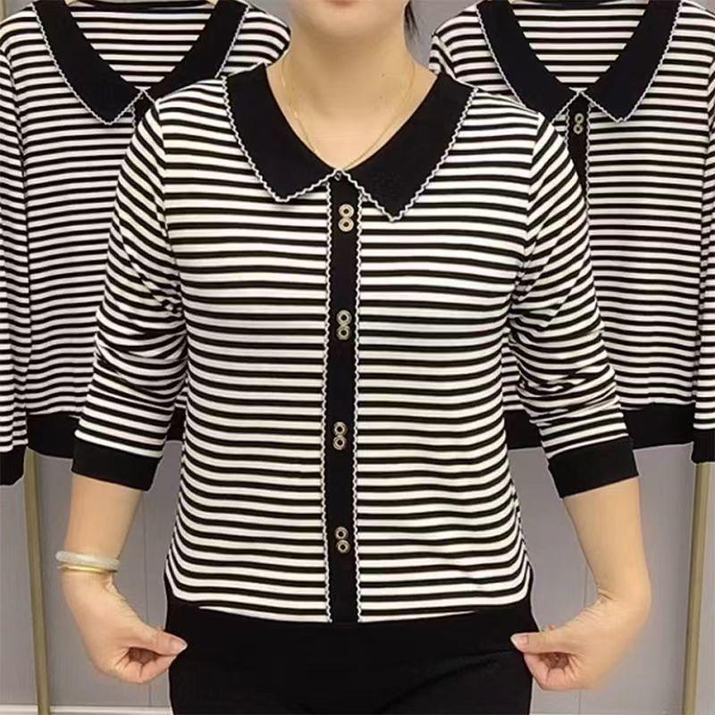 Женская полосатая футболка с длинным рукавом 2025 новая универсальная осенняя одежда верхняя одежда для пожилых отложной воротник базовая рубашка M чёрный
Женская полосатая футболка с длинным рукавом 2025 новая универсальная осенняя одежда верхняя одежда для пожилых отложной воротник базовая рубашка M чёрный