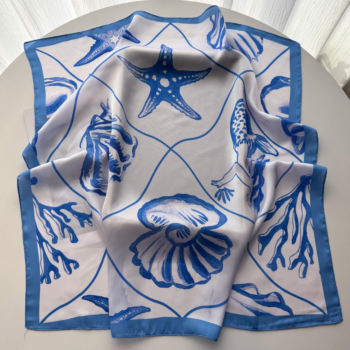 70*70cm Luxury Starfish Print Square Scarf For Women Elegant Ladies Hijab Neckerchief Shawl Soft Stain Imitation Silk Scarves
70*70cm Luxury Starfish Print Square Scarf For Women Elegant Ladies Hijab Neckerchief Shawl Soft Stain Imitation Silk Scarves