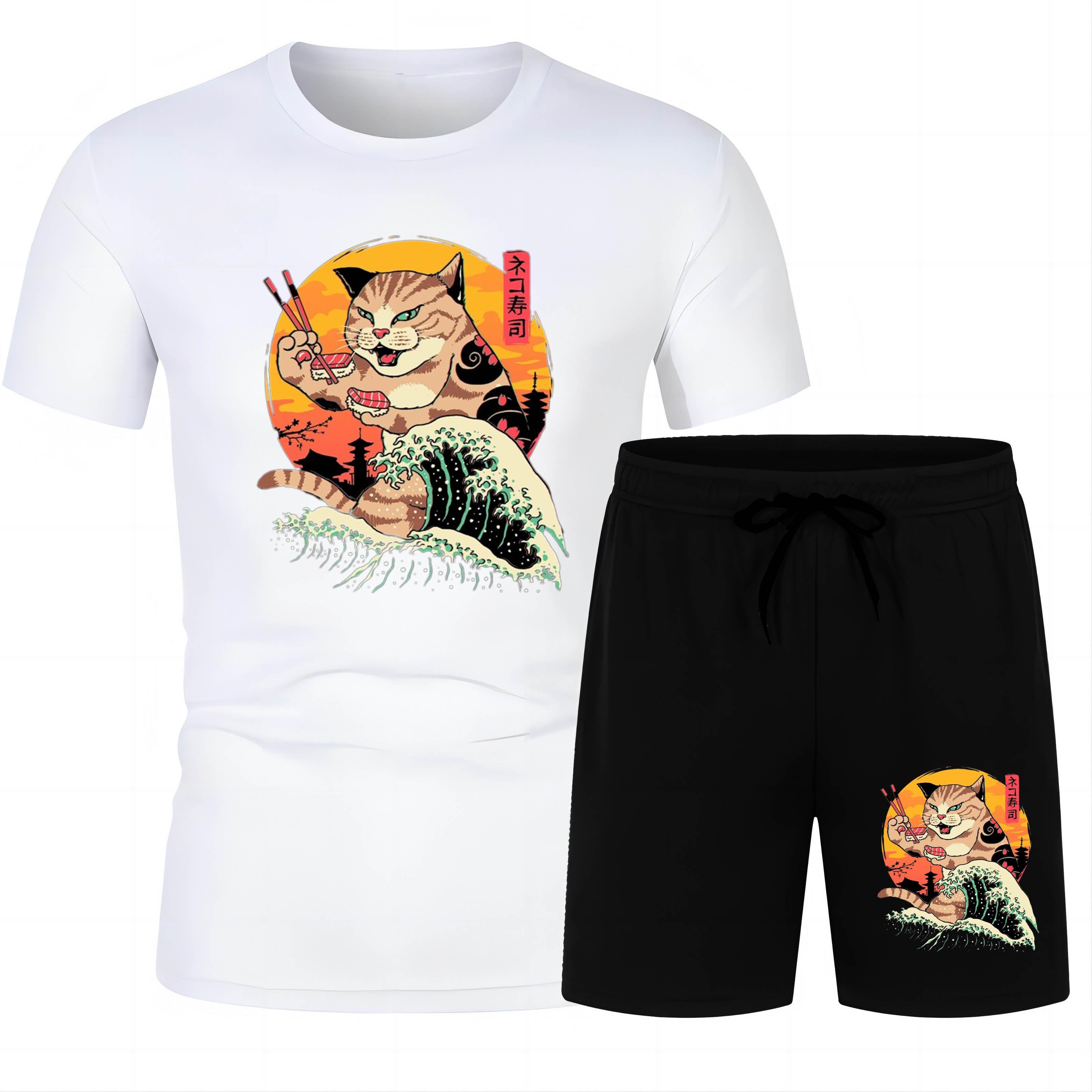 Four Seasons outdoor fashion Sports Casual Loose quick dry 2D printed cat men s crewneck Short Sleeve Beach Pants T-shirt set
Four Seasons outdoor fashion Sports Casual Loose quick dry 2D printed cat men s crewneck Short Sleeve Beach Pants T-shirt set