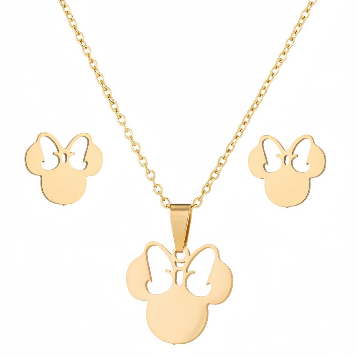 Anime Cute Cartoon Bow Mouse Stainless Steel Jewelry Set For Women Wedding Accessories Bride Earrings And Necklace Jewelry Set 45cm
Anime Cute Cartoon Bow Mouse Stainless Steel Jewelry Set For Women Wedding Accessories Bride Earrings And Necklace Jewelry Set 45cm
