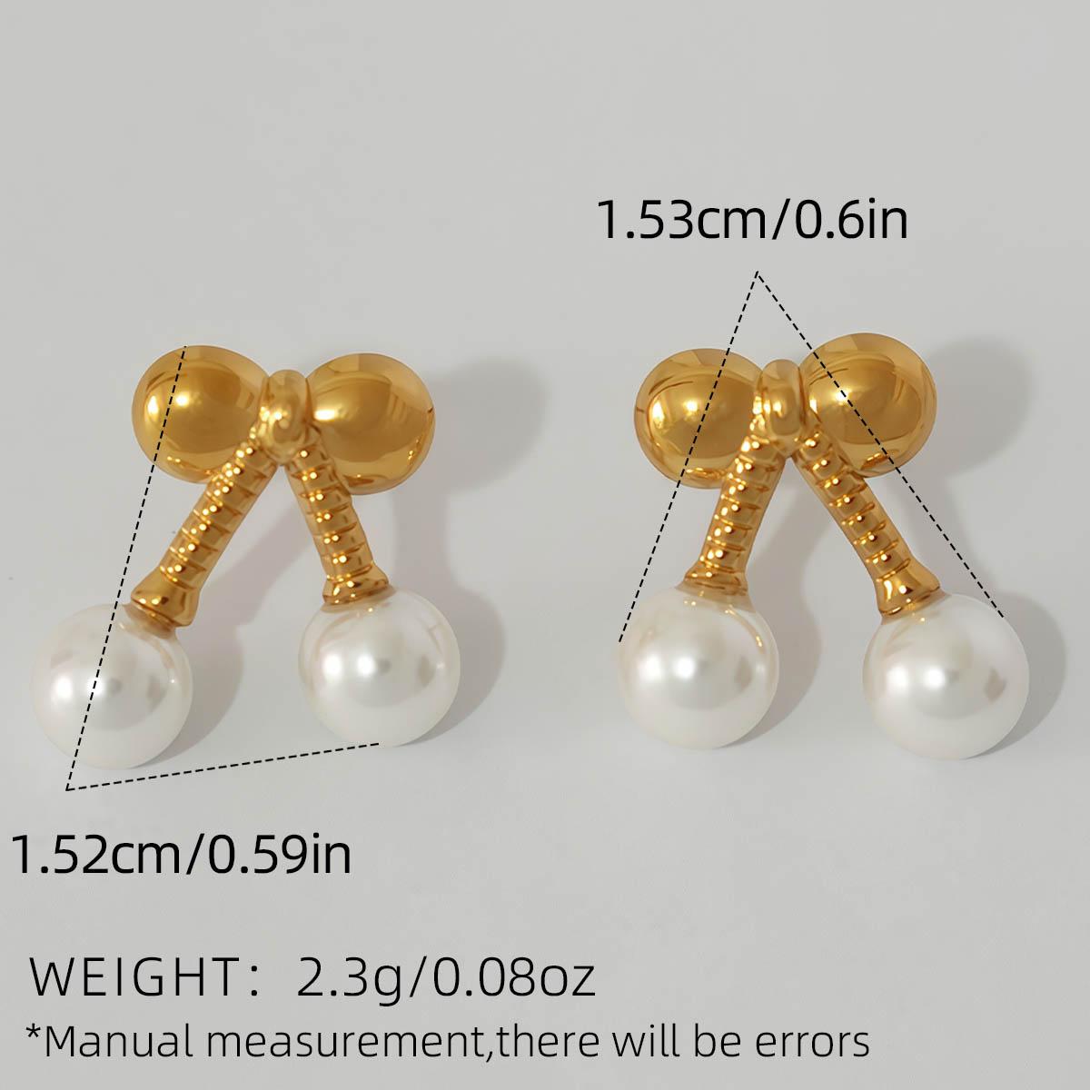 Fashionable Cherry Pearls Design Stainless Steel Earrings 18K Gold Plated Waterproof Ladies Zircon For Daily Wear Vacation Etc
Fashionable Cherry Pearls Design Stainless Steel Earrings 18K Gold Plated Waterproof Ladies Zircon For Daily Wear Vacation Etc