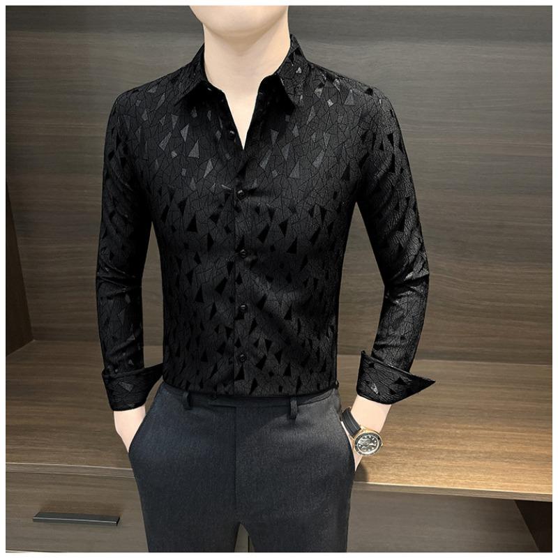 Men s Geometric Cutout Pattern Slim Fit Long Sleeve Button Down Shirt Casual Party Top S чёрный
Men s Geometric Cutout Pattern Slim Fit Long Sleeve Button Down Shirt Casual Party Top S чёрный