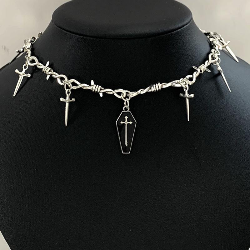 Goth Dropping Oil Bloody Coffin Pendant Choker Necklace Punk Hip Hop Jewelry Y2K Vampire Little Thorns Chain Choker Gift
Goth Dropping Oil Bloody Coffin Pendant Choker Necklace Punk Hip Hop Jewelry Y2K Vampire Little Thorns Chain Choker Gift