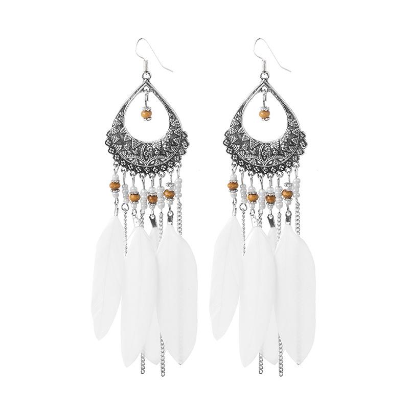 SCIONE Bohemian Fashion Ажурные серьги с каплями воды и перьями в виде кисточек для женщин белый
SCIONE Bohemian Fashion Ажурные серьги с каплями воды и перьями в виде кисточек для женщин белый