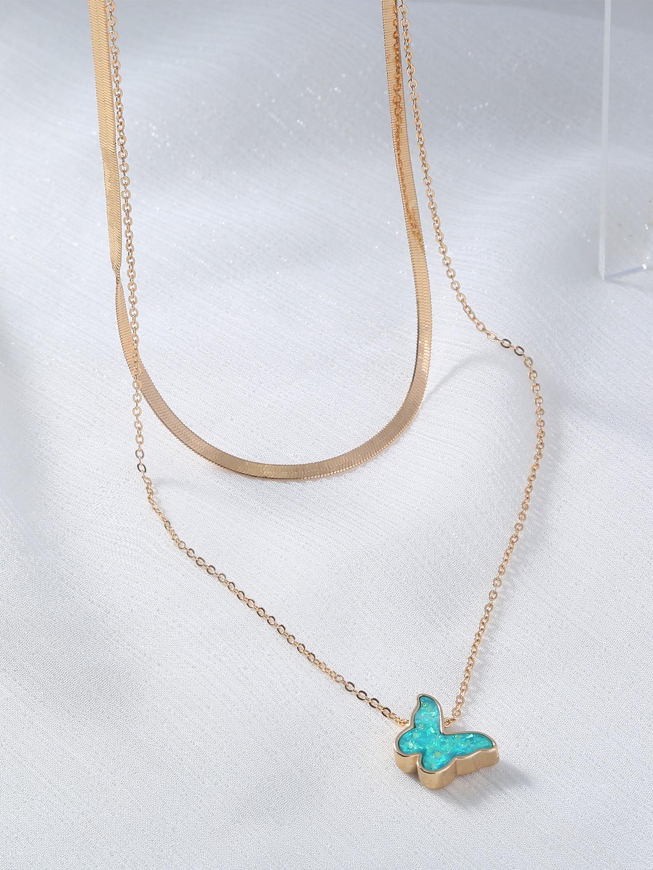 Подвеска-бабочка Двухслойное ожерелье для женщин - Модные пляжные украшения
Подвеска-бабочка Двухслойное ожерелье для женщин - Модные пляжные украшения