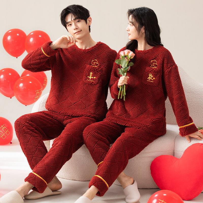 Праздничная красная пижама для молодоженов - Зимний комплект домашней одежды из кораллового флиса для мужчин и женщин Women M (80-95 jin)
Праздничная красная пижама для молодоженов - Зимний комплект домашней одежды из кораллового флиса для мужчин и женщин Women M (80-95 jin)