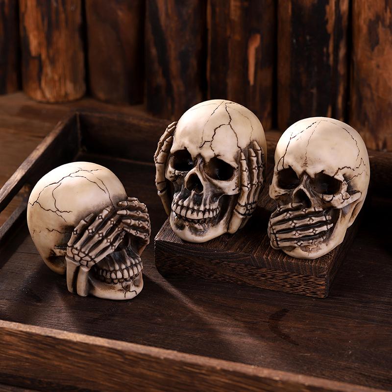 Skulls Figurine No Evil Resin Human Skull Statue Head Sculptures Skull Collectible Halloween funny Skull Home Decor No Speak
Skulls Figurine No Evil Resin Human Skull Statue Head Sculptures Skull Collectible Halloween funny Skull Home Decor No Speak