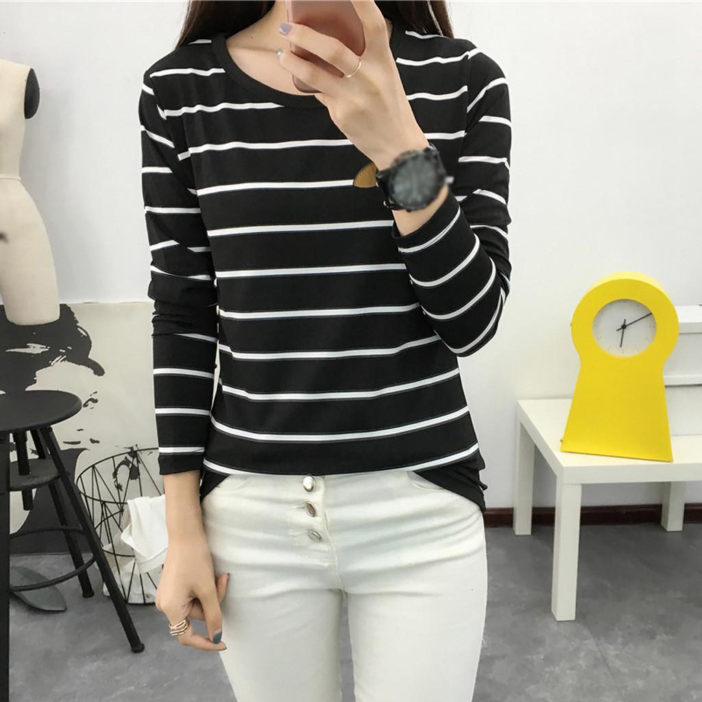 Women Korean Version Loose Stripe Long Sleeve Bottoming Shirt Casual Tops M чёрный
Women Korean Version Loose Stripe Long Sleeve Bottoming Shirt Casual Tops M чёрный