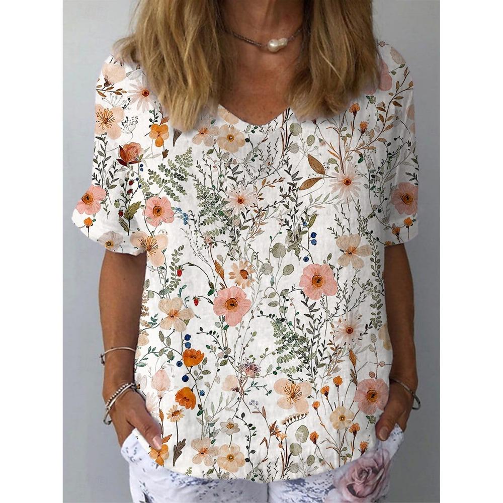 Женские трендовые футболки с цветочным принтом, модные футболки с коротким рукавом и V-образным вырезом, обычные топы для повседневной носки, футболка с принтом, повседневные топы в стиле Y2K 6XL
Женские трендовые футболки с цветочным принтом, модные футболки с коротким рукавом и V-образным вырезом, обычные топы для повседневной носки, футболка с принтом, повседневные топы в стиле Y2K 6XL
