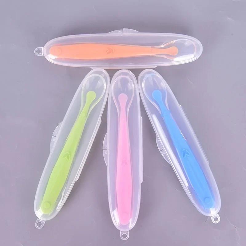 Baby Feeding Spoons Training Children Infant Temperature Sensoning Food Grade Flatware Tableware Cutlery Silicone Spoon With Box рожевий
Baby Feeding Spoons Training Children Infant Temperature Sensoning Food Grade Flatware Tableware Cutlery Silicone Spoon With Box рожевий