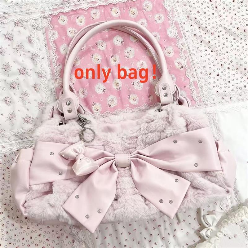 Cute Pink Bow Handbag Women s Creative Rivet Design Plush Shoulder Bag Horizontal Square Tote Bag Winter Commuting Crossbody Bag
Cute Pink Bow Handbag Women s Creative Rivet Design Plush Shoulder Bag Horizontal Square Tote Bag Winter Commuting Crossbody Bag