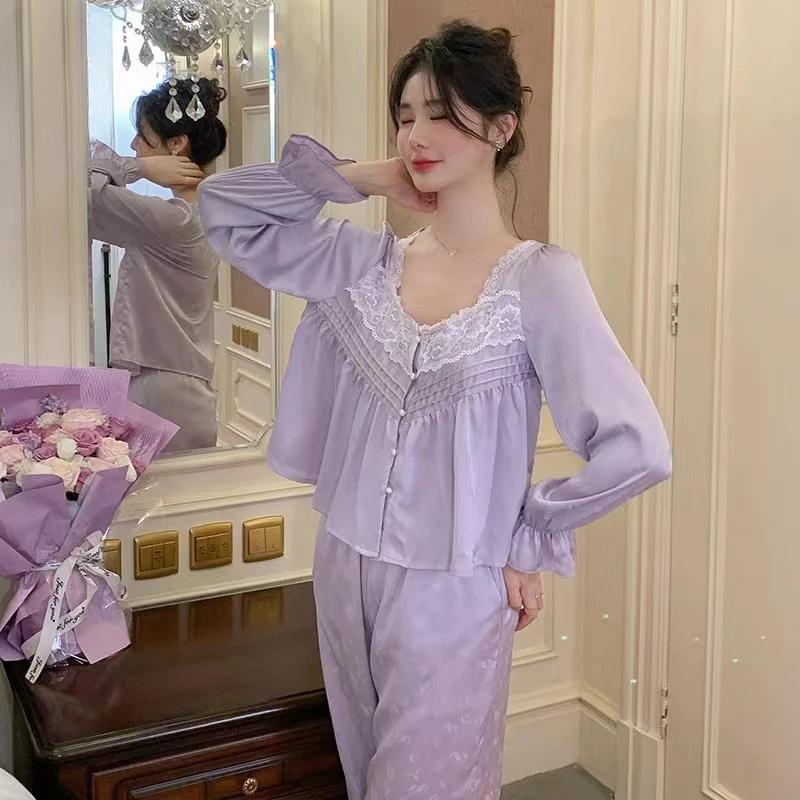 Новый осенний костюм пижамы женские тонкие брюки с длинным рукавом из двух частей домашняя одежда XL
Новый осенний костюм пижамы женские тонкие брюки с длинным рукавом из двух частей домашняя одежда XL