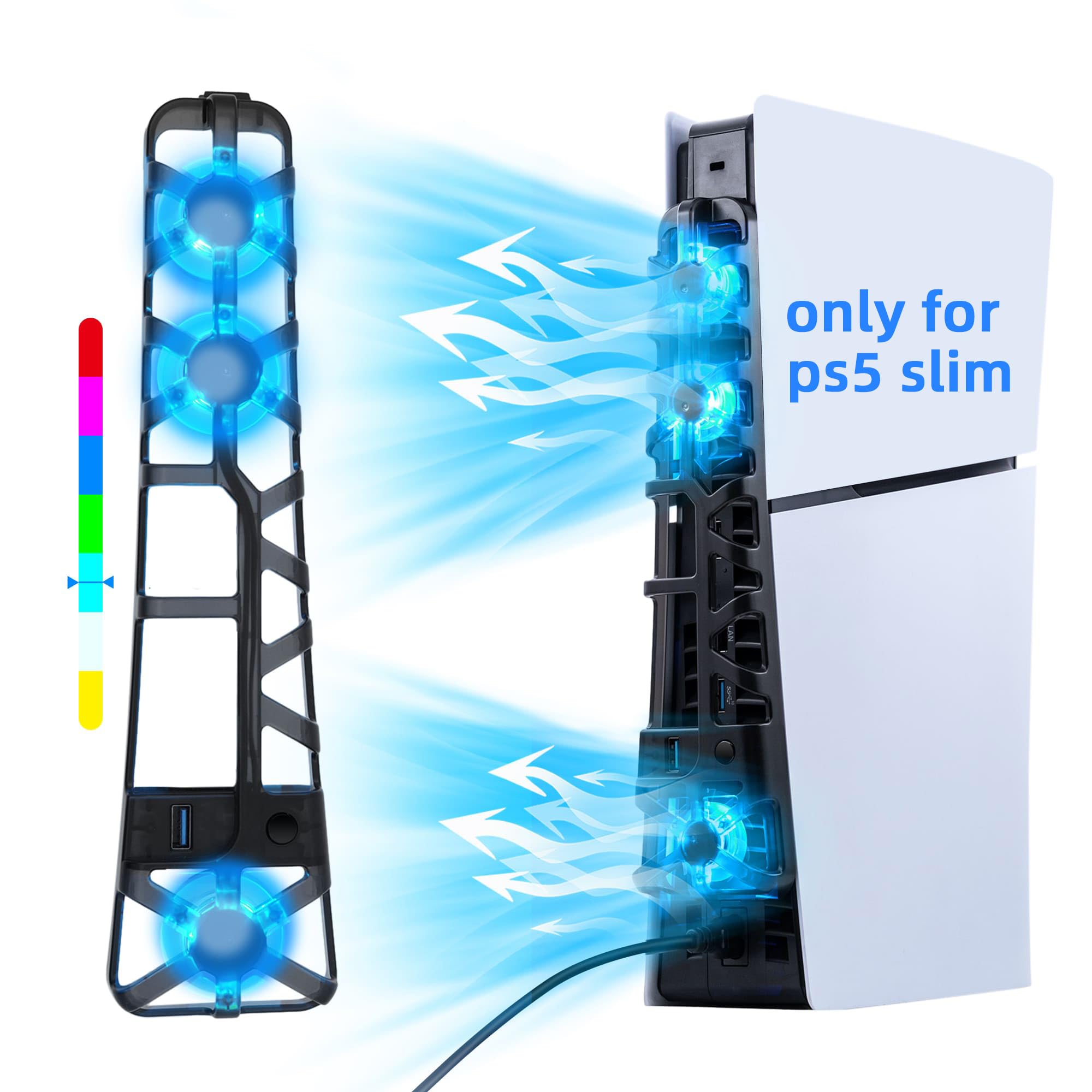 Mcbazel Cooling Fan for New PS5 Slim RGB Light Low Noise High Speed Cooling Technology 3 High Speed Fans Smart Temperature Control Compatible with
Mcbazel Cooling Fan for New PS5 Slim RGB Light Low Noise High Speed Cooling Technology 3 High Speed Fans Smart Temperature Control Compatible with
