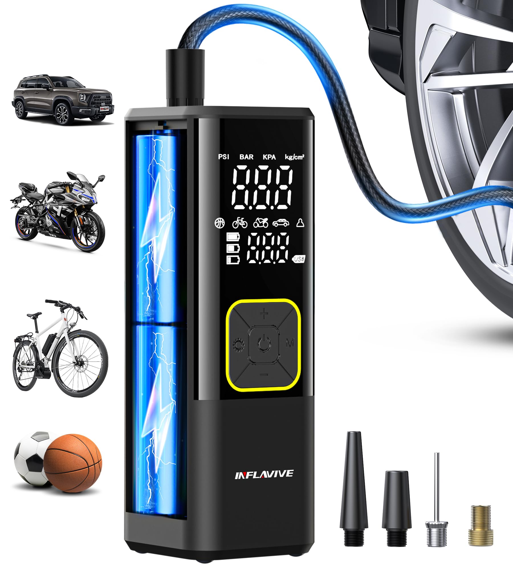 Tire Inflator Portable Air Compressor,Cordless Air Pump for Car Tires with Digital Pressure Gauge,3X Faster Tire Pump for Cars,Motorcycle,Bicycle чорний
Tire Inflator Portable Air Compressor,Cordless Air Pump for Car Tires with Digital Pressure Gauge,3X Faster Tire Pump for Cars,Motorcycle,Bicycle чорний