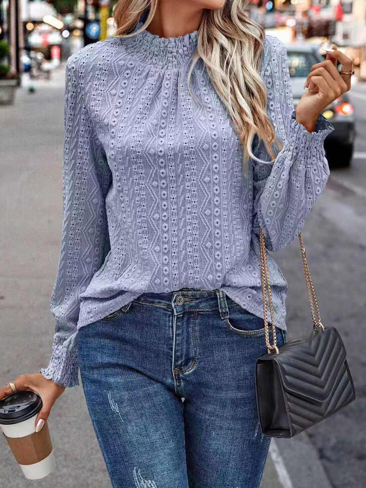 2026 Women s Solid Color Stand Collar Puff Sleeve Top - European & American Autumn Fashion L светло-синий
2026 Women s Solid Color Stand Collar Puff Sleeve Top - European & American Autumn Fashion L светло-синий