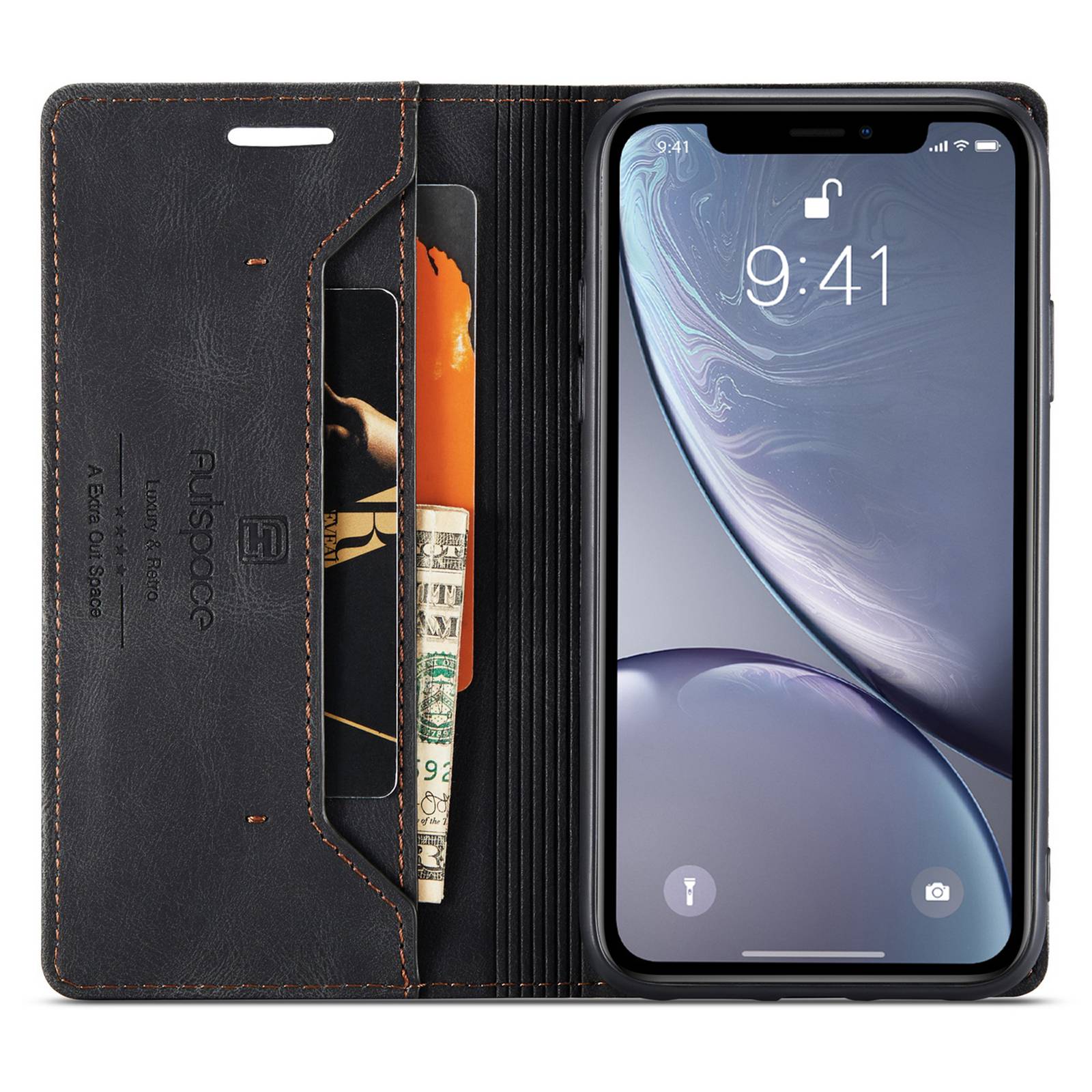AUTSPACE A01 Series for iPhone XR 6.1 inch PU Leather Case RFID Blocking Wallet Stand Flip Cover Coffee
AUTSPACE A01 Series for iPhone XR 6.1 inch PU Leather Case RFID Blocking Wallet Stand Flip Cover Coffee