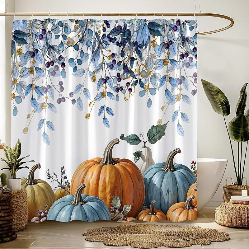Осенняя тыква Занавеска для душа День благодарения Акварель Листья эвкалипта Осенний урожай тыквы Ткань Декор для ванной комнаты Шторы с крючками, Синий Оранжевый 75 W x 55 L (Pack of 1)
Осенняя тыква Занавеска для душа День благодарения Акварель Листья эвкалипта Осенний урожай тыквы Ткань Декор для ванной комнаты Шторы с крючками, Синий Оранжевый 75 W x 55 L (Pack of 1)