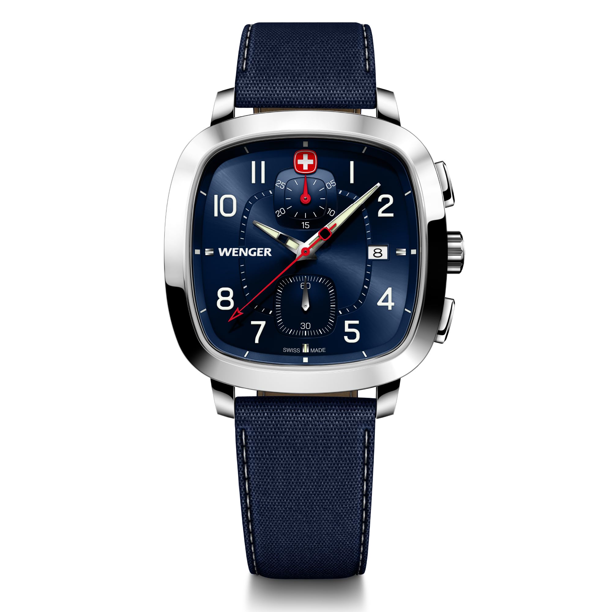 Годинник WENGER VINTAGE SPORT CHRONO з хронографом, корпусом з нержавіючої сталі, синім циферблатом, синім ремінцем з переробленого матеріалу, кварцовим, водонепроникним, 50 м, подарунковим, аналоговим, чоловічим (316л)
Годинник WENGER VINTAGE SPORT CHRONO з хронографом, корпусом з нержавіючої сталі, синім циферблатом, синім ремінцем з переробленого матеріалу, кварцовим, водонепроникним, 50 м, подарунковим, аналоговим, чоловічим (316л)