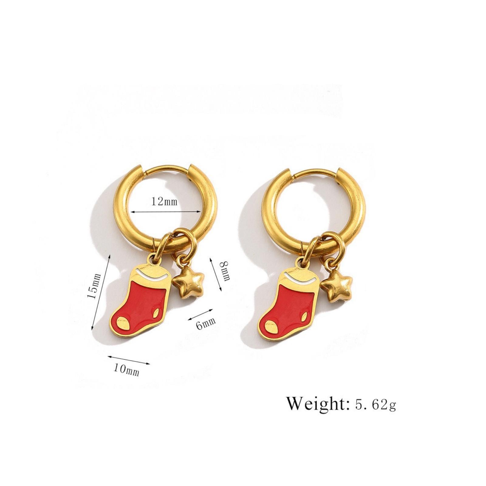 1 Pair Stylish Christmas Hoop Earrings18K Gold Plated 304 Stainless Steel Enamel Santa Claus Elk Charms For Women Gift 12mm Dia.
1 Pair Stylish Christmas Hoop Earrings18K Gold Plated 304 Stainless Steel Enamel Santa Claus Elk Charms For Women Gift 12mm Dia.