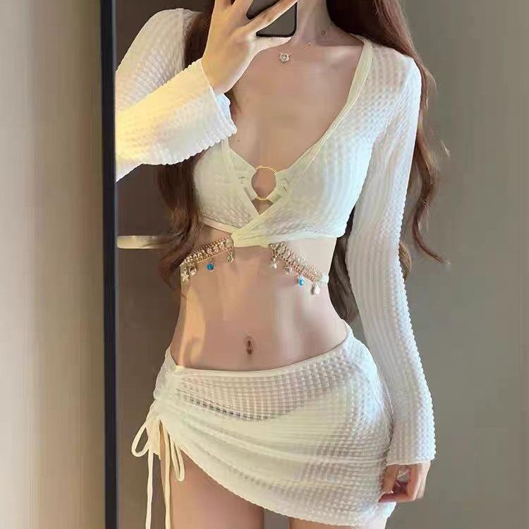 2024 Sexy Bikini Set: Four-Piece Solid Color with Long Sleeve Cover-Up & Hip Wrap Skirt for Women Medium брудно-білий
2024 Sexy Bikini Set: Four-Piece Solid Color with Long Sleeve Cover-Up & Hip Wrap Skirt for Women Medium брудно-білий
