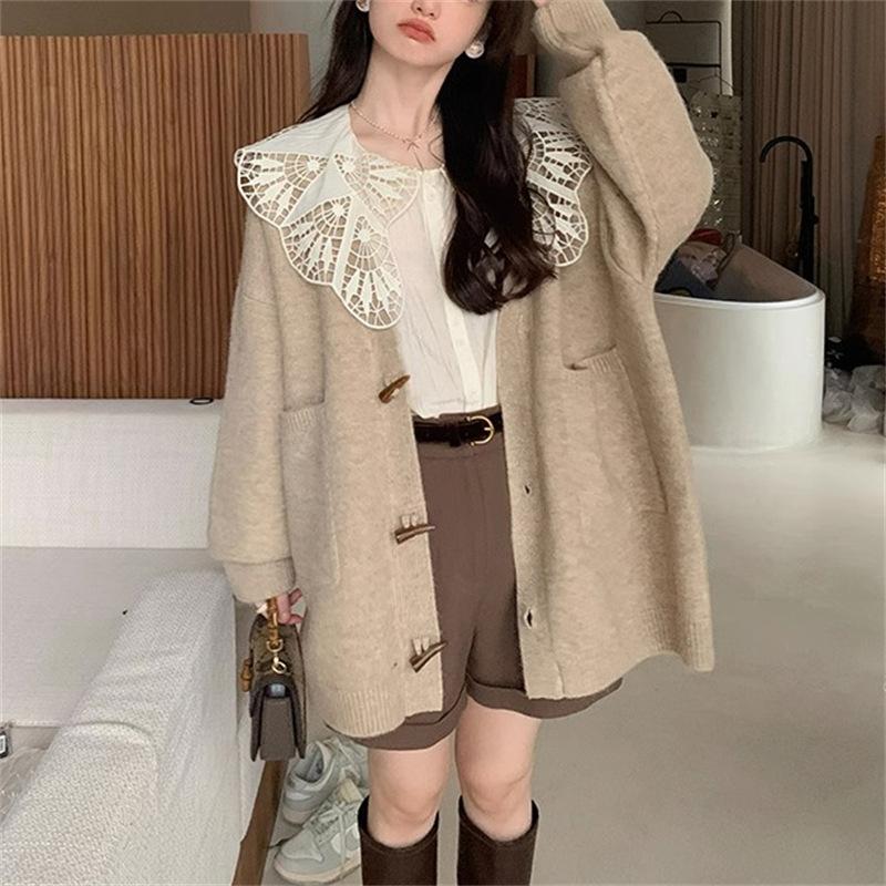 YYFS Женская мода Повседневный Осень Зима Однотонный Принт Длинный Рукав V-образный Вырез Свитера One Size