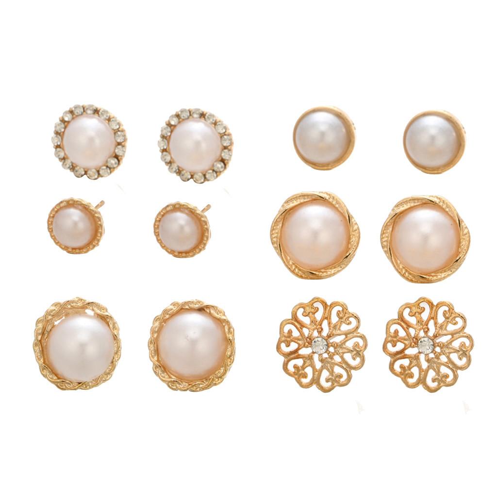 6 пар круглых жемчужных модных серег с бриллиантами и цветком, женские серьги, ювелирные изделия One Size
6 пар круглых жемчужных модных серег с бриллиантами и цветком, женские серьги, ювелирные изделия One Size