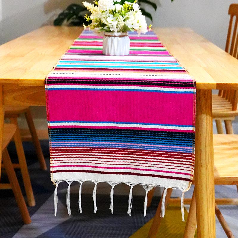 Тканий мексиканський смугастий столовий раннер з китицями 35x275 cm + 10 cm tassels x2, 250g озеро синього кольору/рожевий червоний колір
Тканий мексиканський смугастий столовий раннер з китицями 35x275 cm + 10 cm tassels x2, 250g озеро синього кольору/рожевий червоний колір