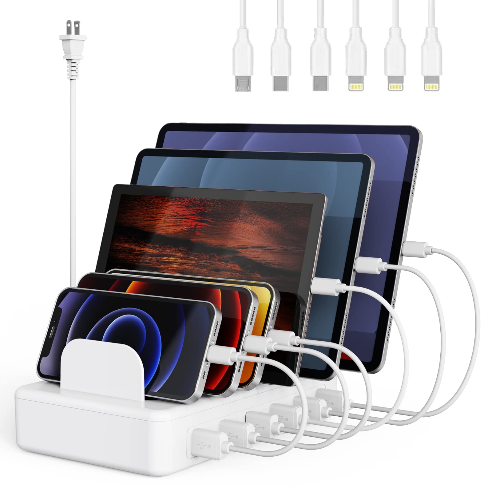 Зарядная станция ZCPOW для нескольких устройств, 6 портов USB, организация зарядной док-станции для мобильного телефона, умных часов Kindle
Зарядная станция ZCPOW для нескольких устройств, 6 портов USB, организация зарядной док-станции для мобильного телефона, умных часов Kindle