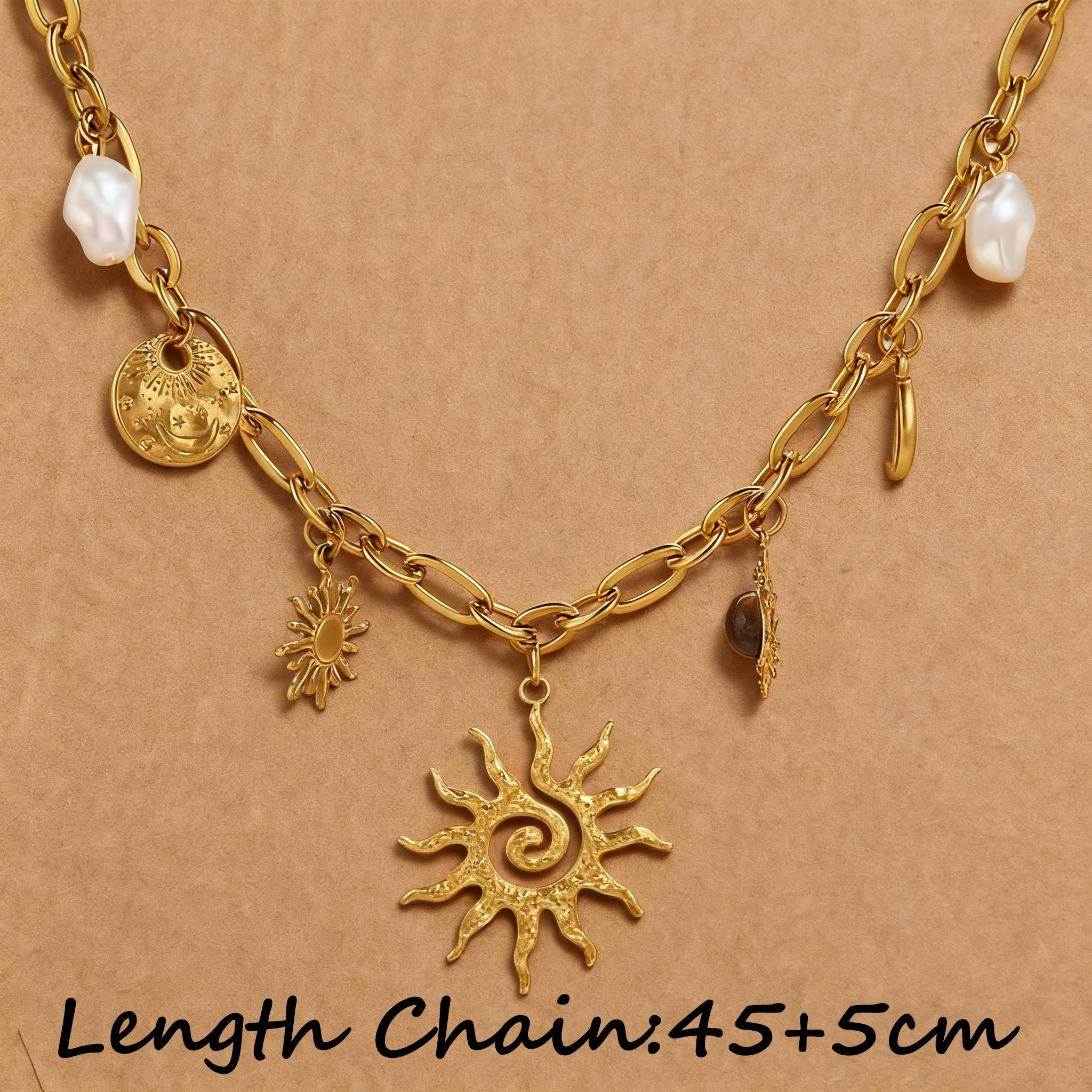 Trendy Sun Moon Shape Imitation Pearl Pendant Necklace Stainless Steel PVD Gold-plated Craft Gold Waterproof Women Jewelry Gift 50cm
Trendy Sun Moon Shape Imitation Pearl Pendant Necklace Stainless Steel PVD Gold-plated Craft Gold Waterproof Women Jewelry Gift 50cm