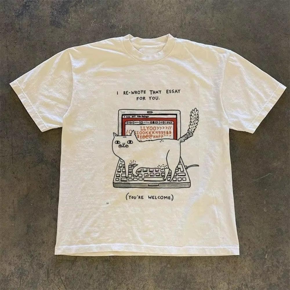I REWROTE THAN ESSAY FOR YOU Cat Typing Keyboard Funny Printing Fun Style Learning Theme Loose Short Sleeved Womens Tshirt S
I REWROTE THAN ESSAY FOR YOU Cat Typing Keyboard Funny Printing Fun Style Learning Theme Loose Short Sleeved Womens Tshirt S