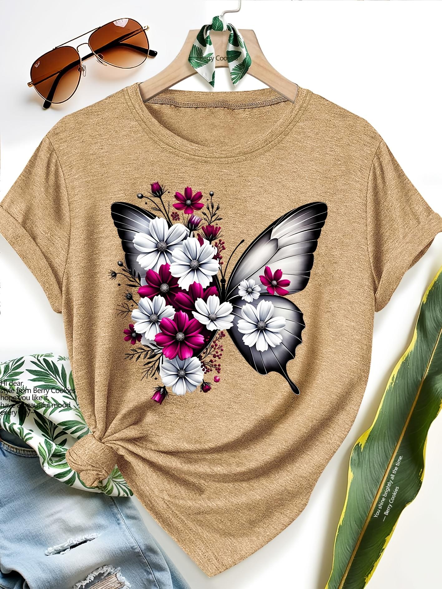 New Women S Short-Sleeve T-Shirt with Purple And White Floral Butterfly Art Print. Elegant And Versatile for Spring. Summer. And Autumn. Featurin L дубильная кора
New Women S Short-Sleeve T-Shirt with Purple And White Floral Butterfly Art Print. Elegant And Versatile for Spring. Summer. And Autumn. Featurin L дубильная кора