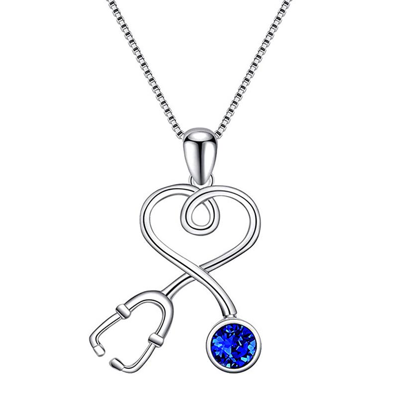Huitan Stethoscope Heartbeat Design Pendant Necklace for Women Silver Color Fancy Inlaid Blue Cubic Zircon Trendy Female Jewelry 45cm
Huitan Stethoscope Heartbeat Design Pendant Necklace for Women Silver Color Fancy Inlaid Blue Cubic Zircon Trendy Female Jewelry 45cm