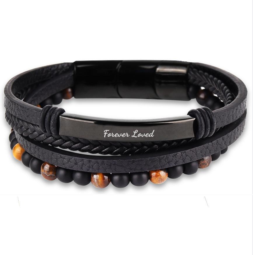 Men s Leather Bracelet Stainless Steel Elbow Engraved Magnetic Buckle Bracelet Stainless Steel Elbow Multi-layer Tiger s Eye Leather Bracelet
Men s Leather Bracelet Stainless Steel Elbow Engraved Magnetic Buckle Bracelet Stainless Steel Elbow Multi-layer Tiger s Eye Leather Bracelet