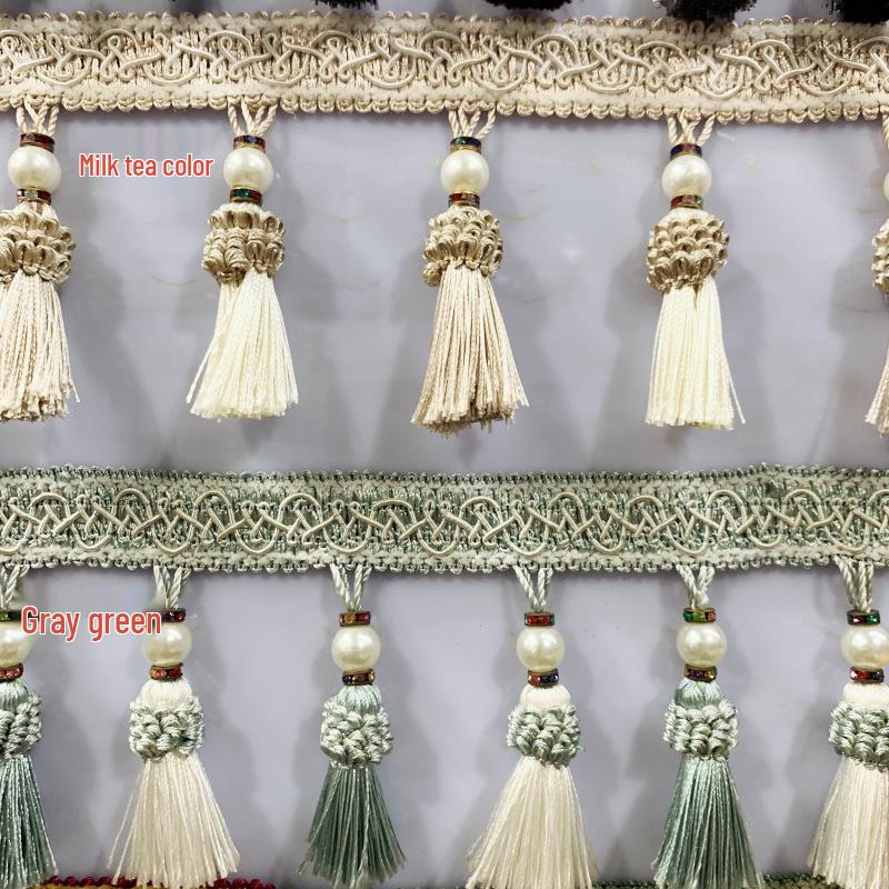 Elegant Window Valance with Dense Tassel Trim and Double Curtain Pendants
Elegant Window Valance with Dense Tassel Trim and Double Curtain Pendants