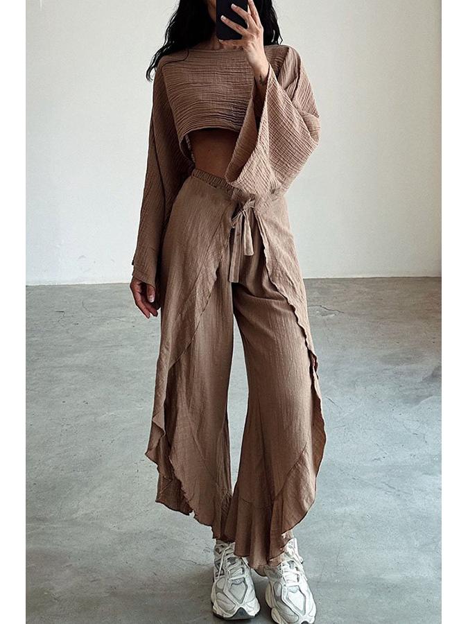 2024 Европейская и американская мода Женский свободный комплект топ и брюки Extra Large кофейный
2024 Европейская и американская мода Женский свободный комплект топ и брюки Extra Large кофейный